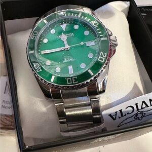 Invicta Emerald Dial Silver Bracelet Watch